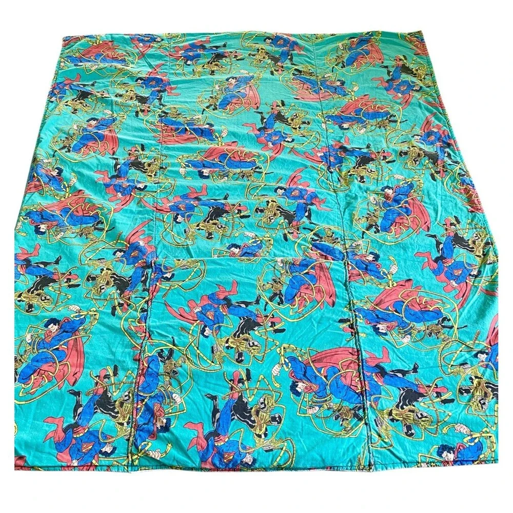Vintace DC Comics Superman Throw Comforter Handmade 41x48 Blue Flannel Back